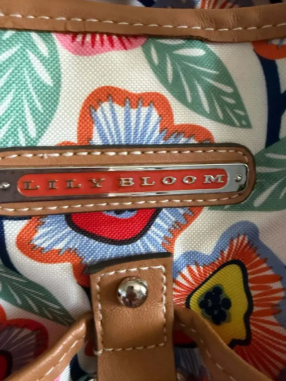 Lily Bloom Multi-Compartment Floral Canvas Shoulder Tote Bag